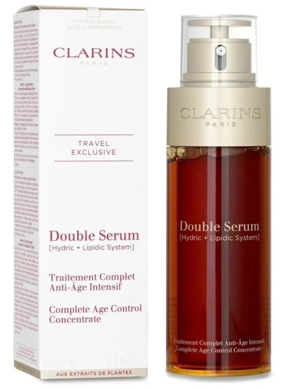 Clarins Double Serum 100ml / 3.3oz – Hydric + Lipidic System – New & Sealed Pack